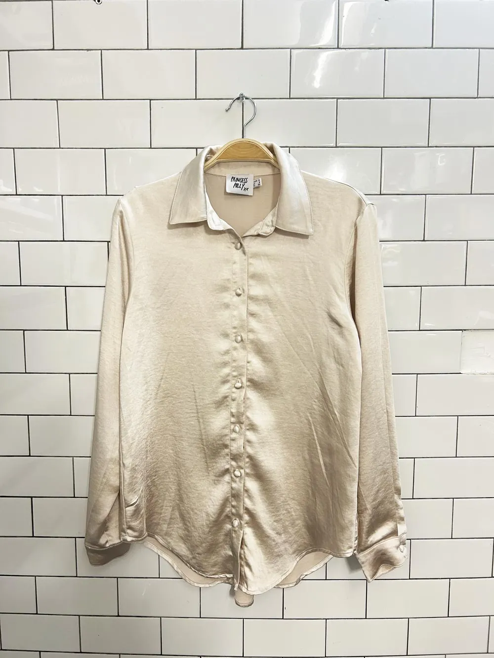 princess polly vintage vibes satin blouse sold by Good Market Thrift Store