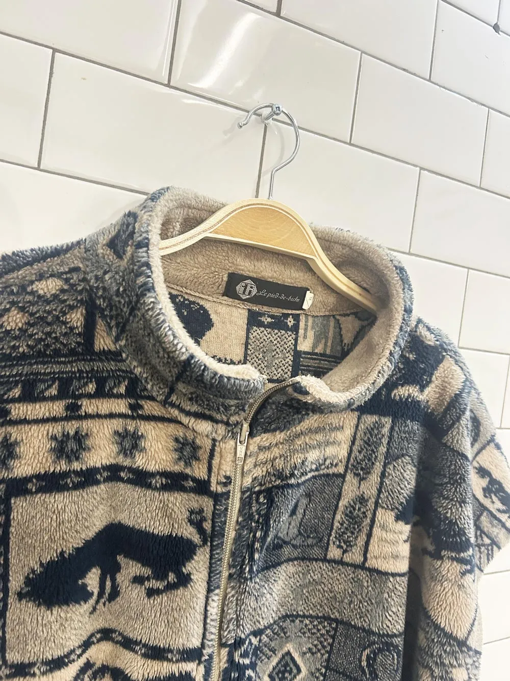 vintage 90s le pied de biche western oversized fleece vest sold by Good Market Thrift Store product image thumbnail 2