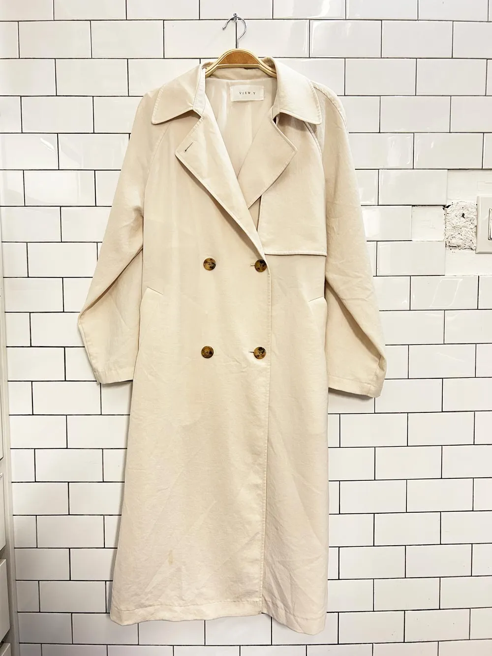 view.y light minimal trench coat sold by Good Market Thrift Store product image thumbnail 2