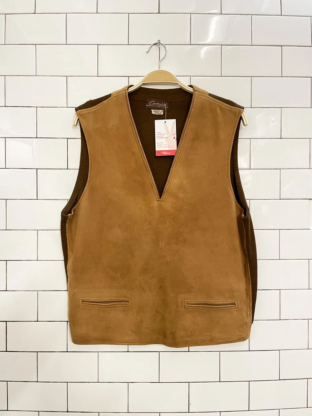 vintage 70s cortefiel lamb suede vest sold by Good Market Thrift Store