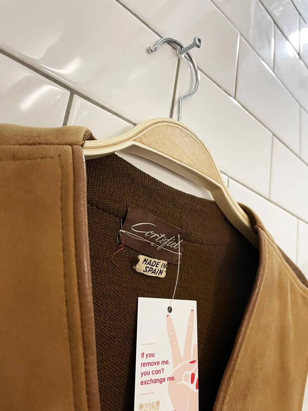 vintage 70s cortefiel lamb suede vest sold by Good Market Thrift Store product image thumbnail 3