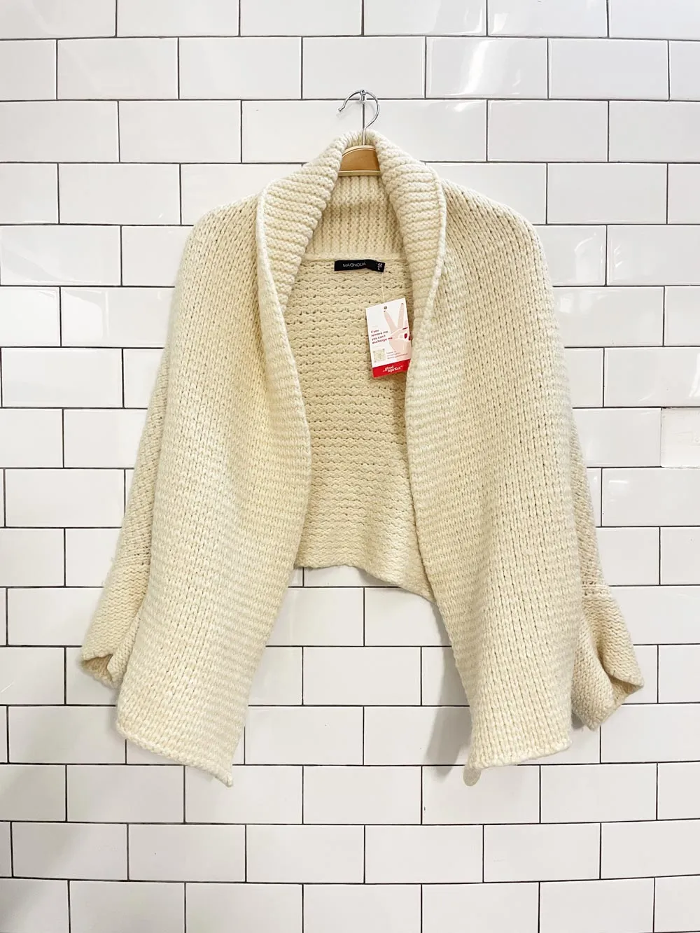 magnolia alpaca-wool open cardigan shawl sold by Good Market Thrift Store