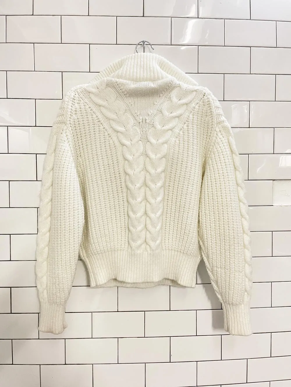 moon river chunky 1/2 zip cable knit sweater sold by Good Market Thrift Store product image thumbnail 3