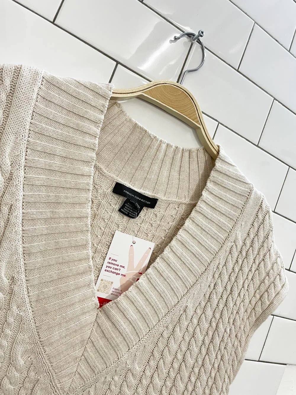 french connection cable knit vest sold by Good Market Thrift Store product image thumbnail 2