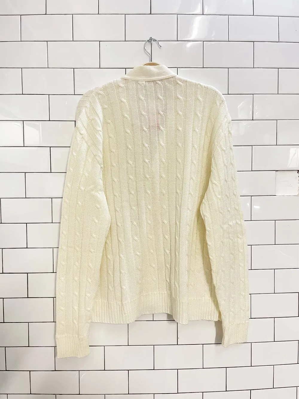 vintage 80s jantzen preppy cable knit cardigan sold by Good Market Thrift Store product image thumbnail 4