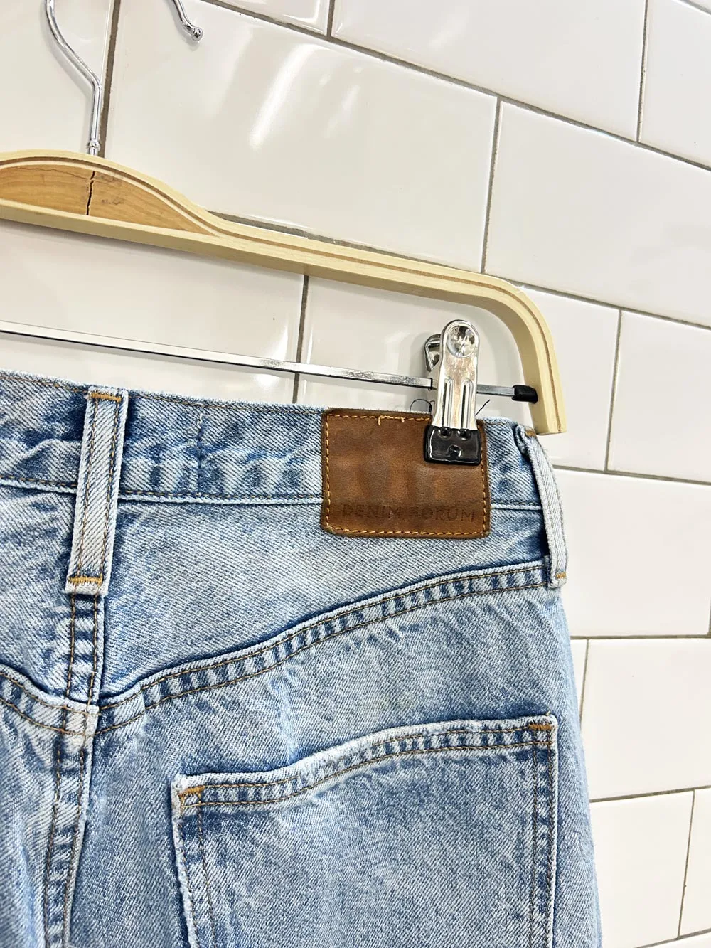 denim forum joni high rise loose fit distressed jeans sold by Good Market Thrift Store product image thumbnail 2