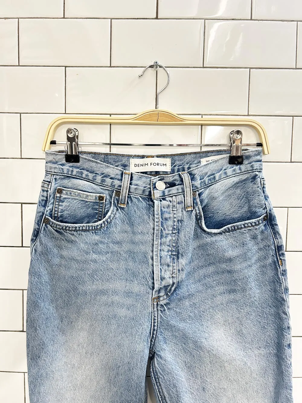 denim forum joni high rise loose fit distressed jeans sold by Good Market Thrift Store
