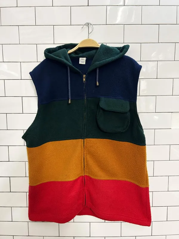 vintage 90s oversized hooded fleece vest sold by Good Market Thrift Store