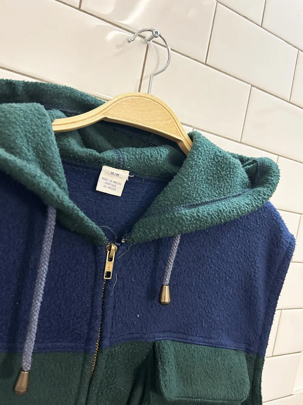 vintage 90s oversized hooded fleece vest sold by Good Market Thrift Store product image thumbnail 2
