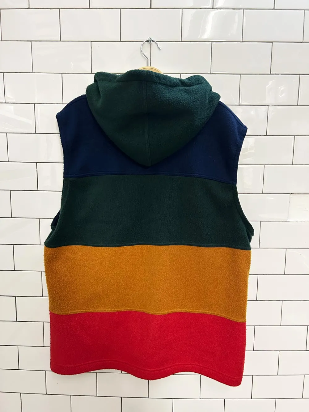 vintage 90s oversized hooded fleece vest sold by Good Market Thrift Store product image thumbnail 3