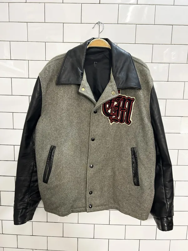 vintage 80s wool-leather varsity letter jacket sold by Good Market Thrift Store