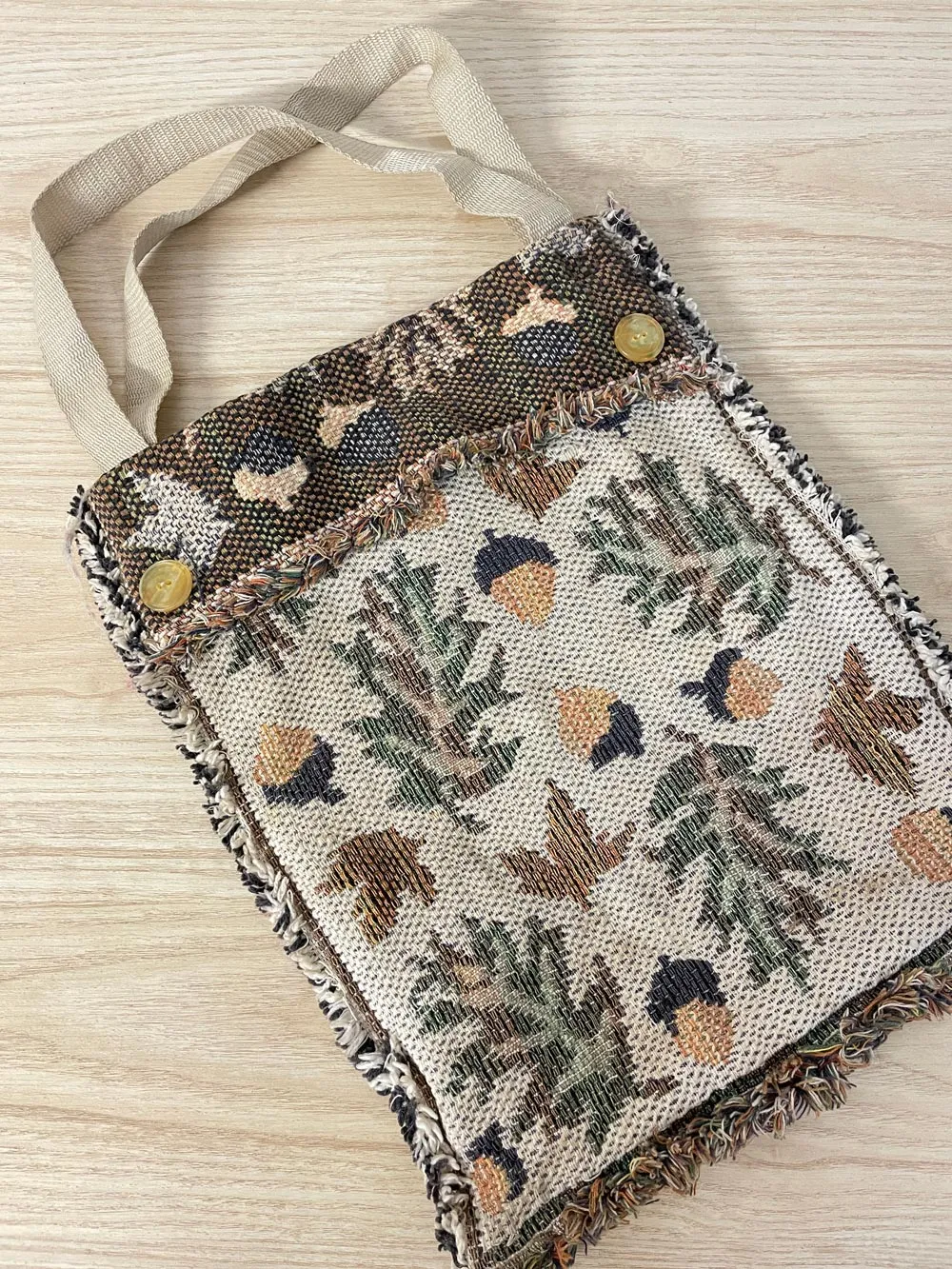 vintage 00s oak + acorn tapestry tote bag sold by Good Market Thrift Store