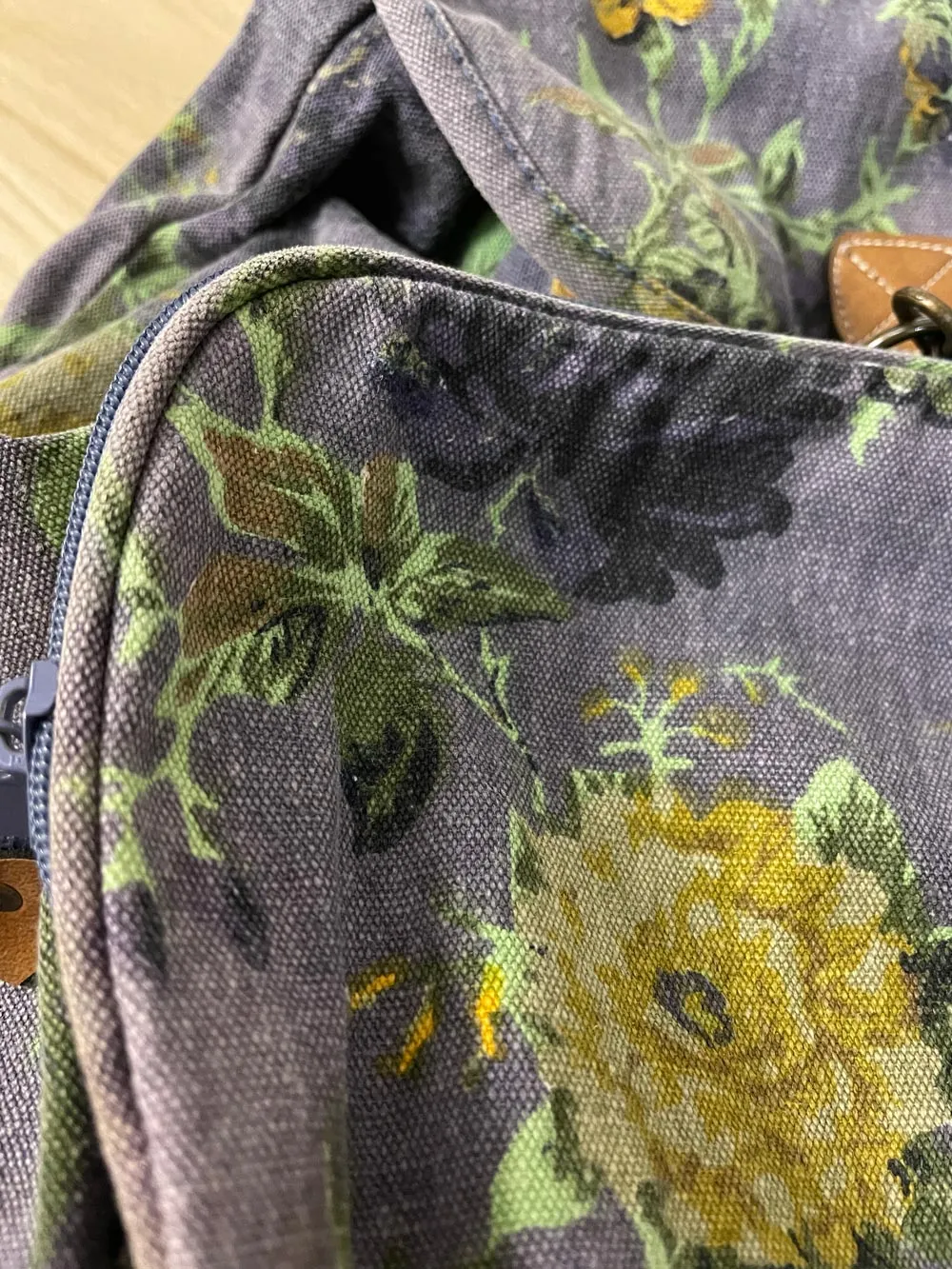 vintage 00s floral denim backpack sold by Good Market Thrift Store product image thumbnail 2