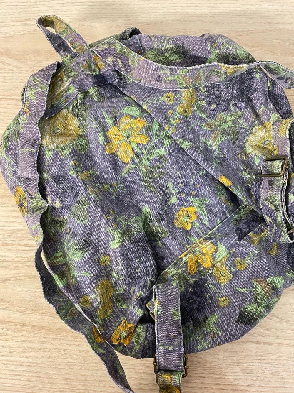 vintage 00s floral denim backpack sold by Good Market Thrift Store product image thumbnail 3