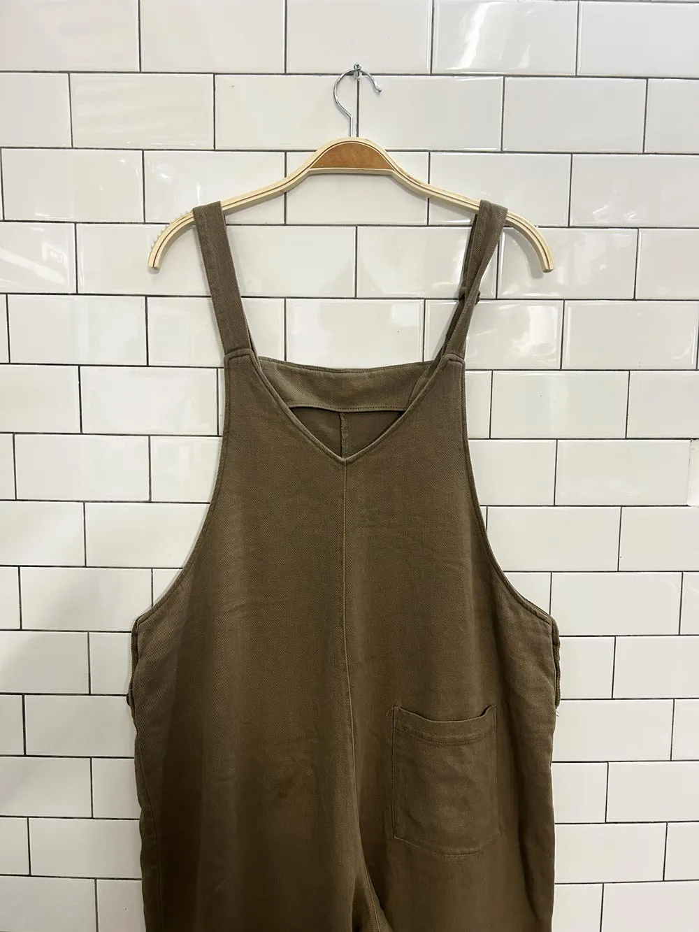 zara minimal wide leg baggy overalls sold by Good Market Thrift Store product image thumbnail 3
