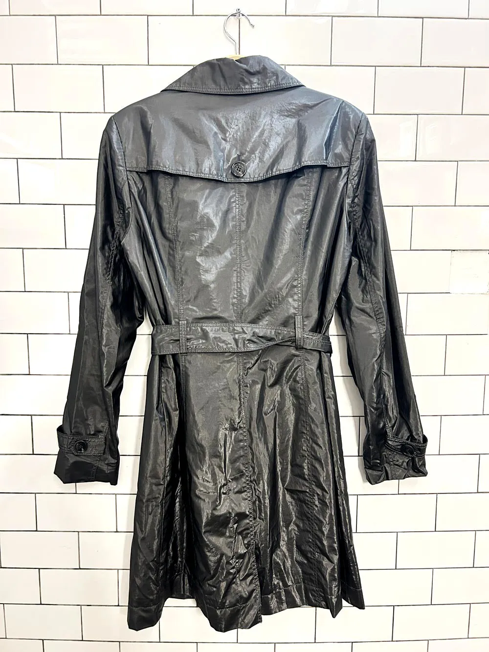 vintage 00s mexx metallic trench coat sold by Good Market Thrift Store product image thumbnail 2