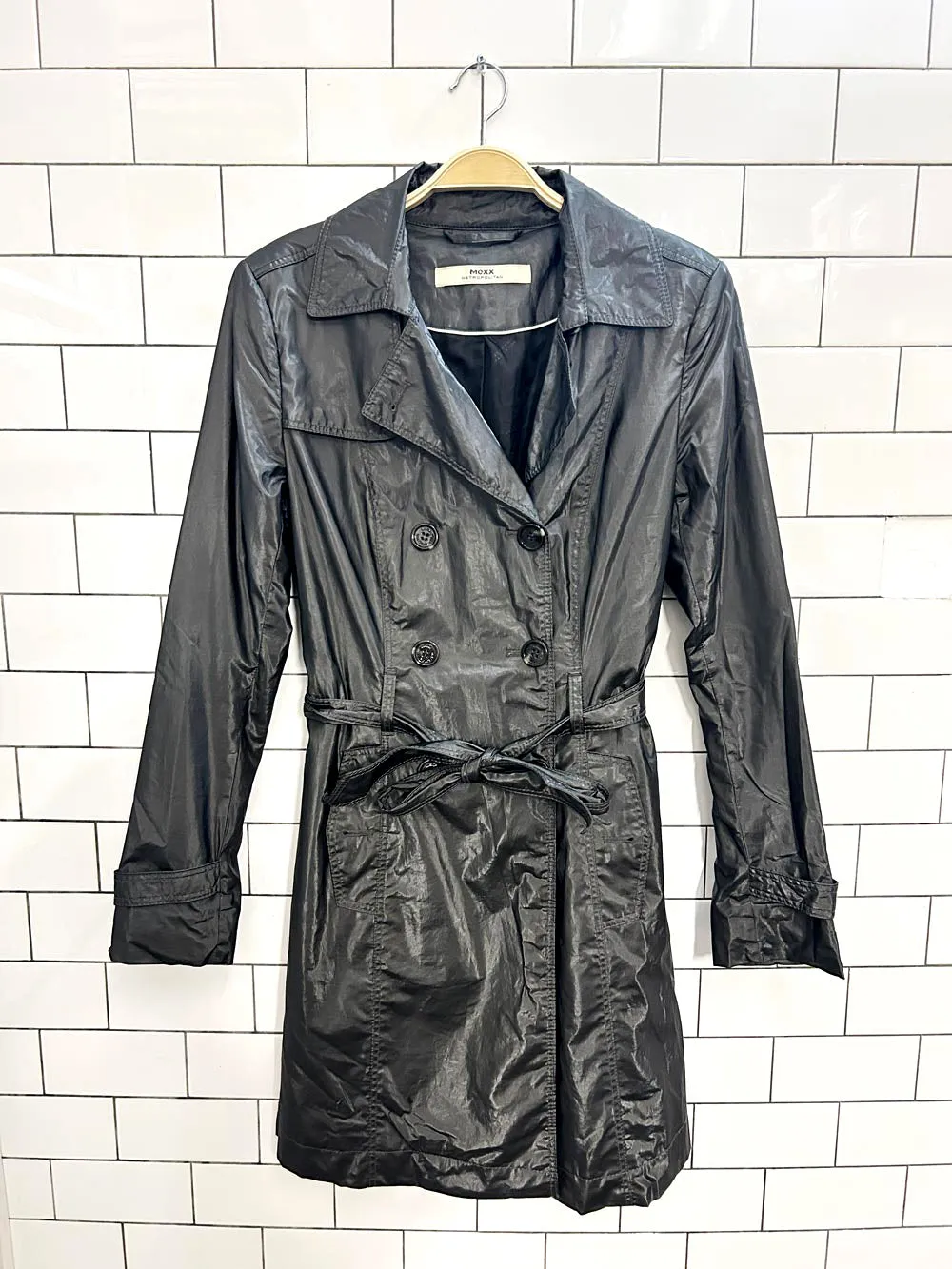 vintage 00s mexx metallic trench coat sold by Good Market Thrift Store product image thumbnail 4