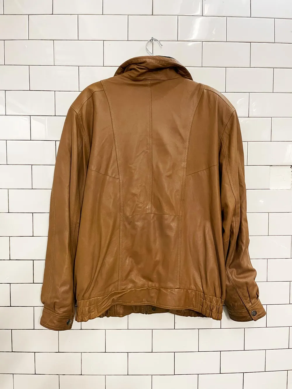 vintage brushed leather bomber jacket sold by Good Market Thrift Store product image thumbnail 4