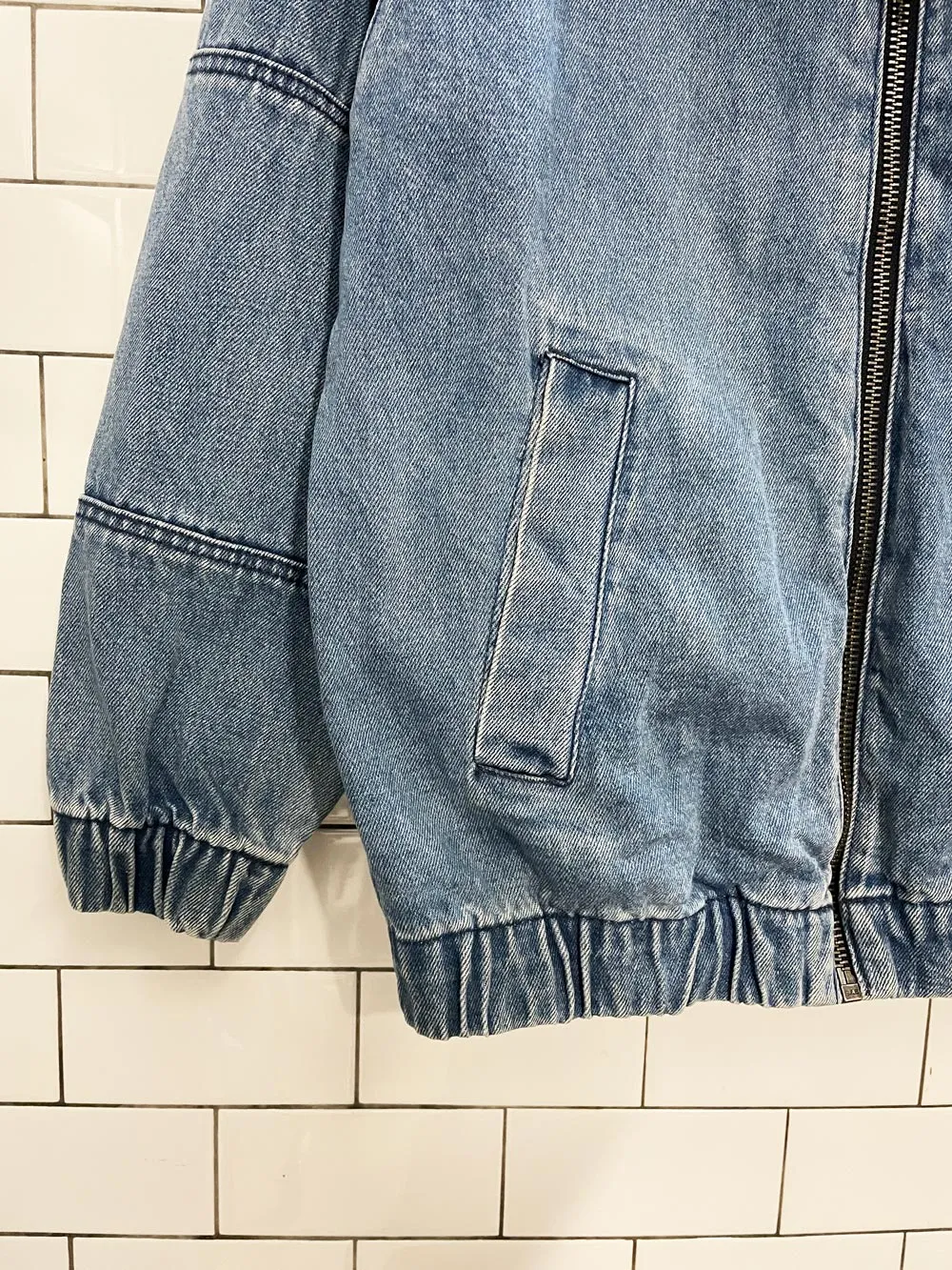 bershka oversized hooded denim jacket sold by Good Market Thrift Store product image thumbnail 3