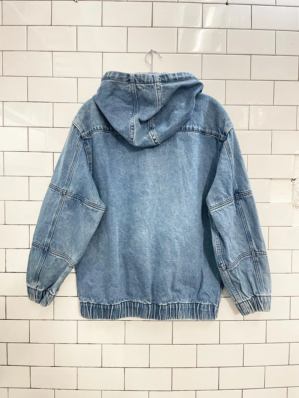 bershka oversized hooded denim jacket sold by Good Market Thrift Store product image thumbnail 4