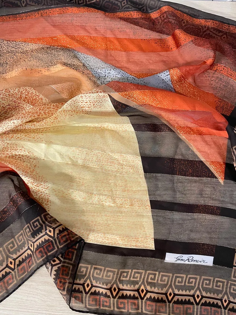 vintage 80s gina renoir metallic chiffon scarf sold by Good Market Thrift Store product image thumbnail 3