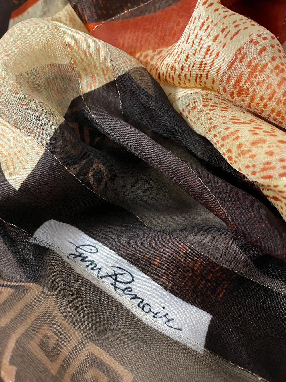 vintage 80s gina renoir metallic chiffon scarf sold by Good Market Thrift Store product image thumbnail 2