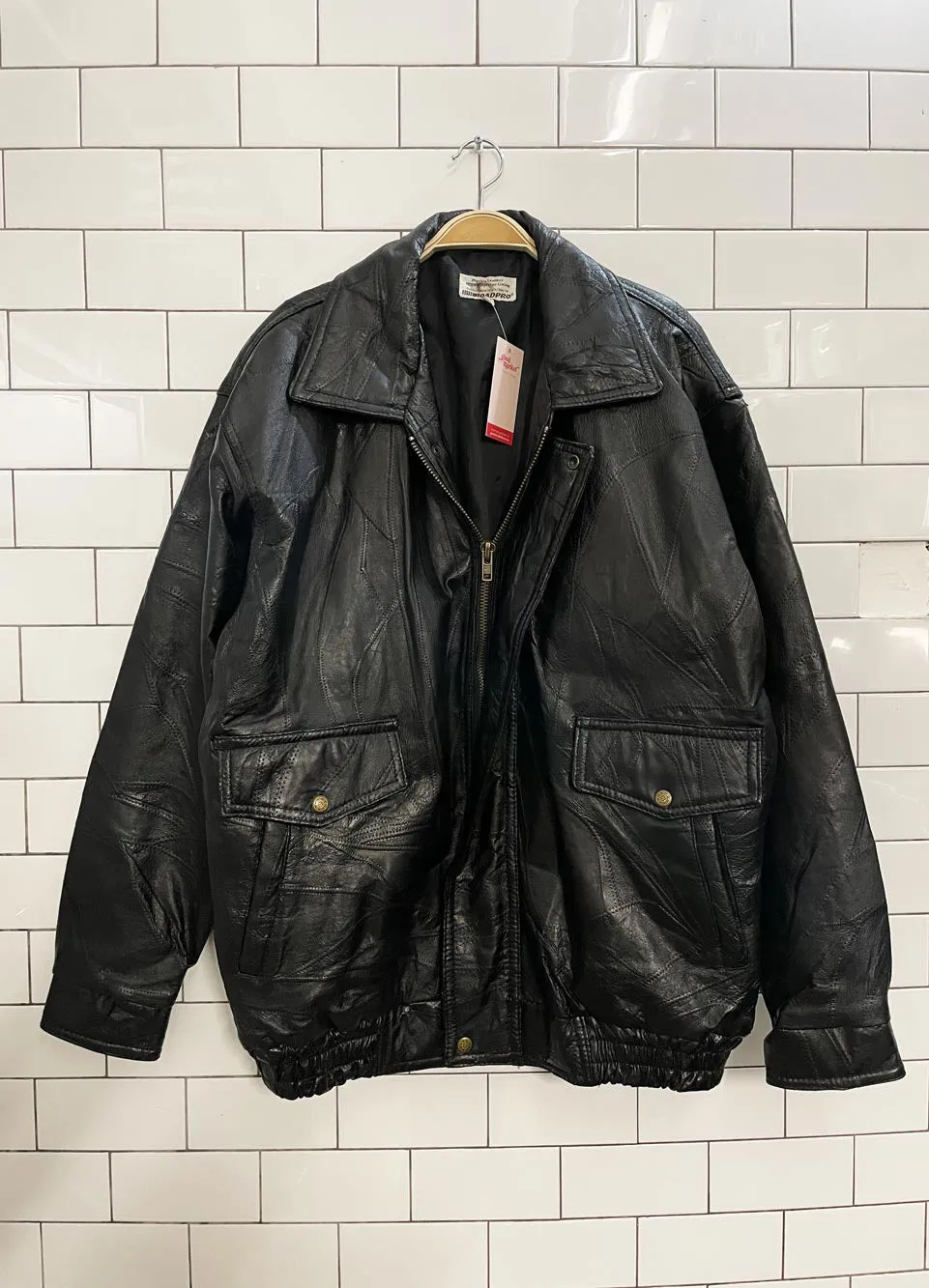 vintage roadpro patchwork leather bomber jacket sold by Good Market Thrift Store