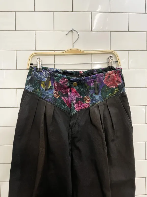 vintage 90s platoon floral waist tapered jeans sold by Good Market Thrift Store