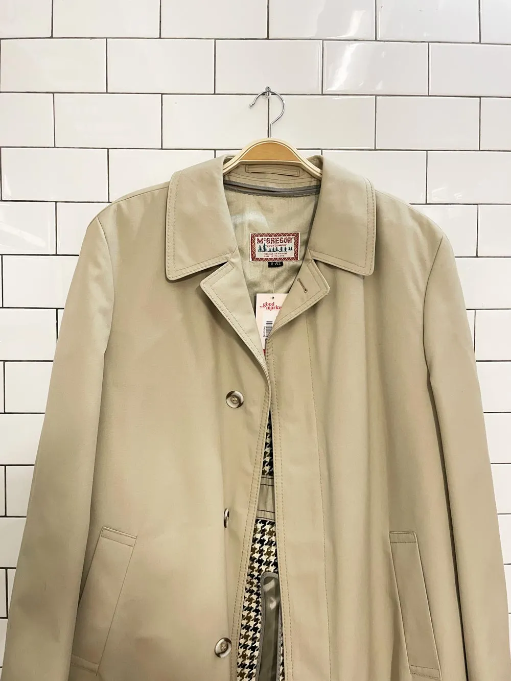 vintage mcgregor houndstooth lined trench coat sold by Good Market Thrift Store