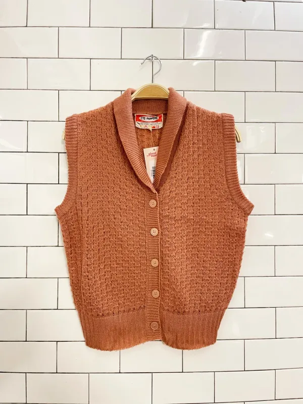 vintage 70s eye poppers waffle knit vest sold by Good Market Thrift Store