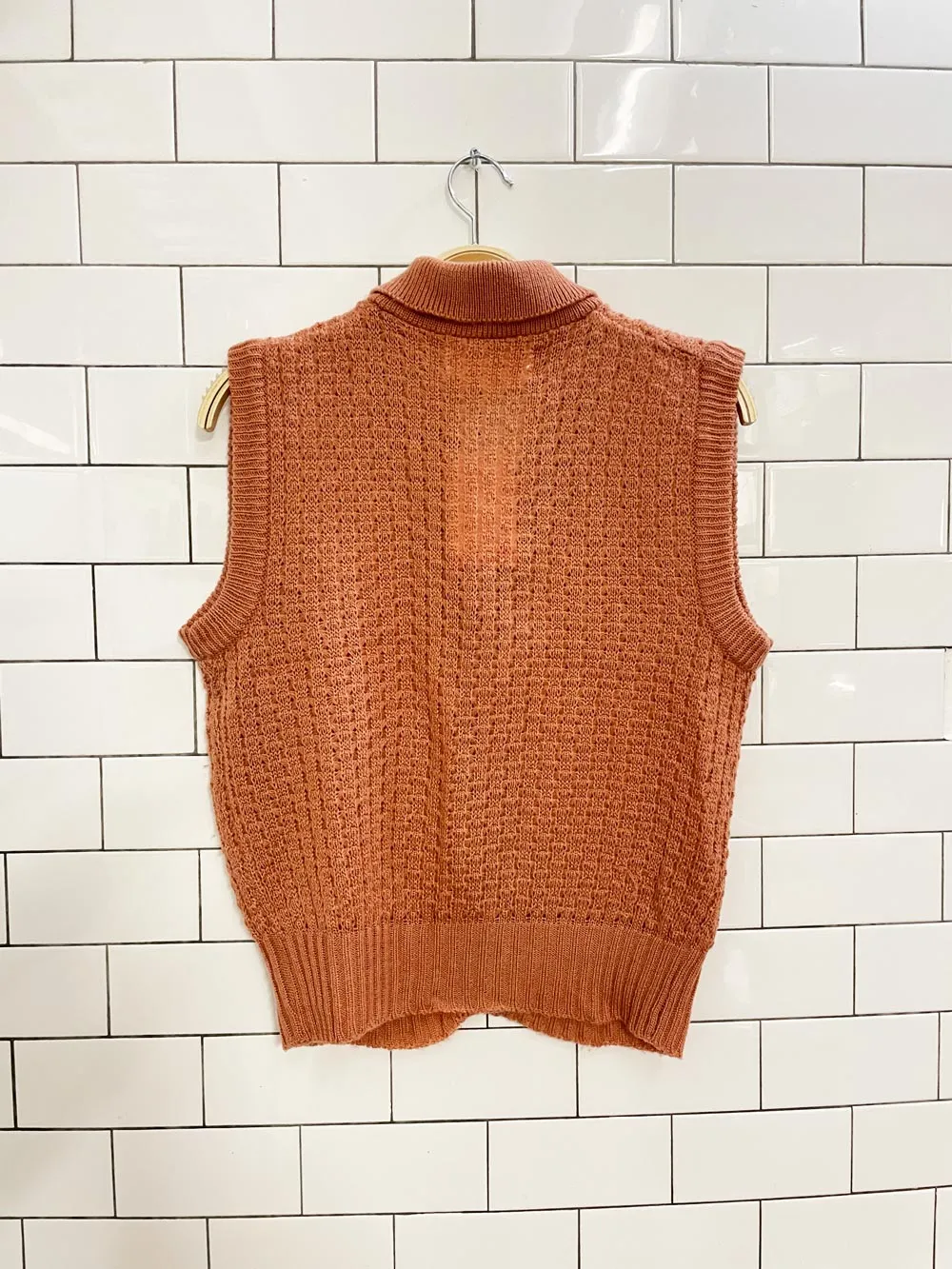 vintage 70s eye poppers waffle knit vest sold by Good Market Thrift Store product image thumbnail 3