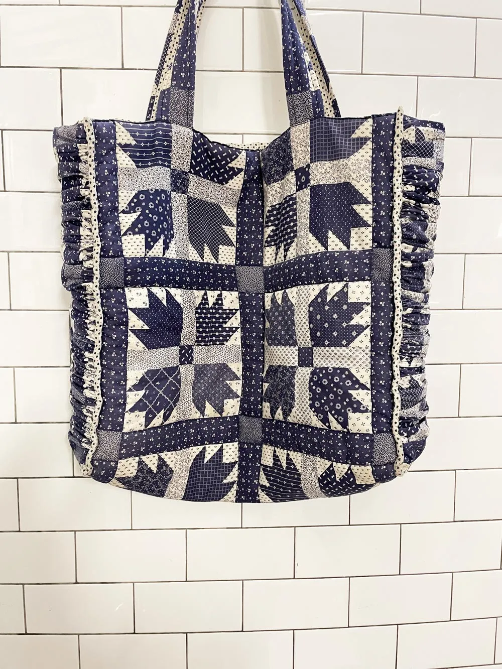 handmade quilt star tote bag sold by Good Market Thrift Store product image thumbnail 3