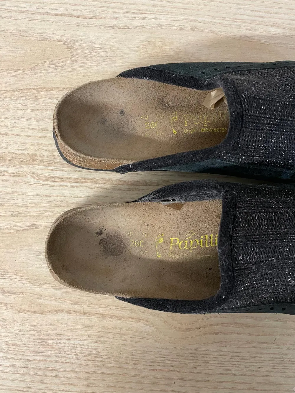 birkenstock pappilio suede + metallic knit boston clog sold by Good Market Thrift Store product image thumbnail 4