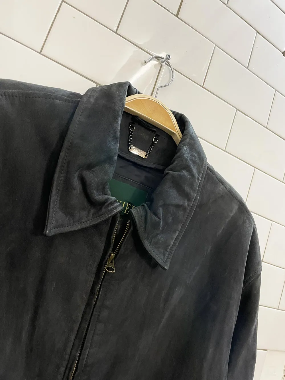 vintage 00s danier nubuck leather bomber jacket sold by Good Market Thrift Store product image thumbnail 2