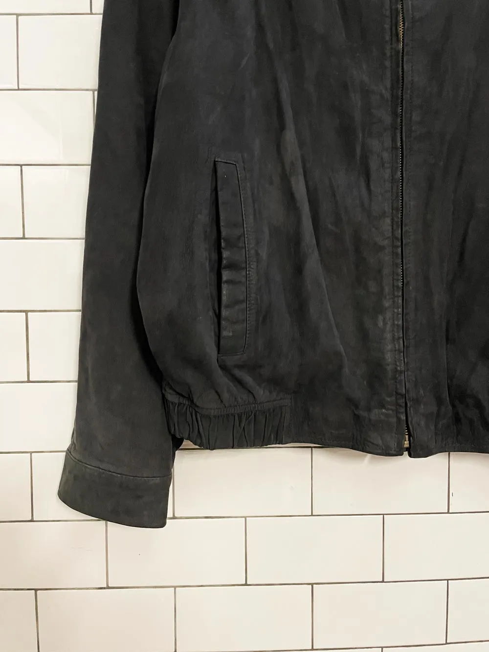 vintage 00s danier nubuck leather bomber jacket sold by Good Market Thrift Store product image thumbnail 3