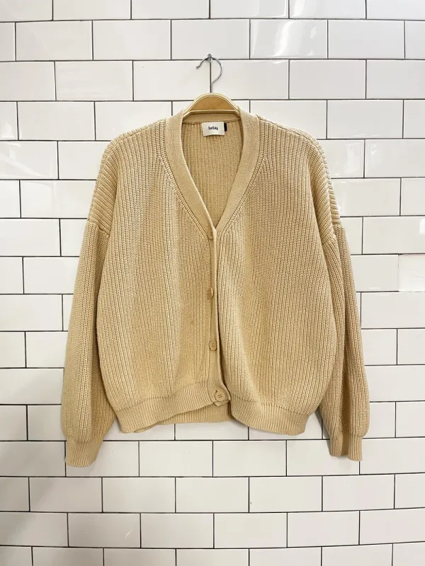 bebis neutral ribbed knit cardigan sold by Good Market Thrift Store