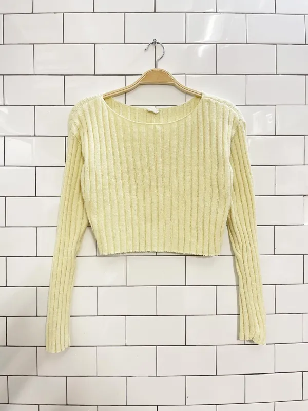 garage lemon chunky rib chenile crop sweater sold by Good Market Thrift Store