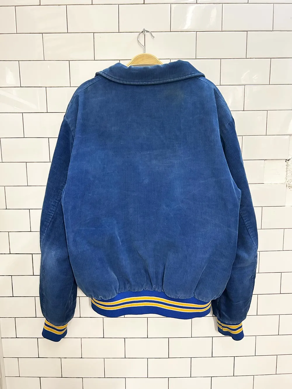 vintage 80s varsity hockey corduroy bomber jacket sold by Good Market Thrift Store product image thumbnail 3