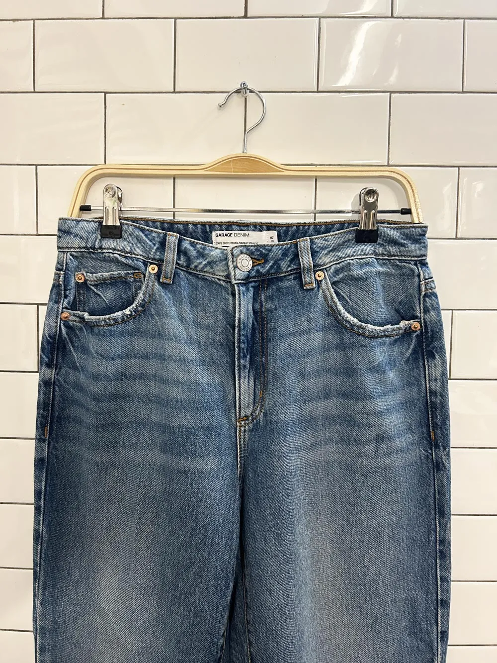 garage denim vintage straight distressed jeans sold by Good Market Thrift Store