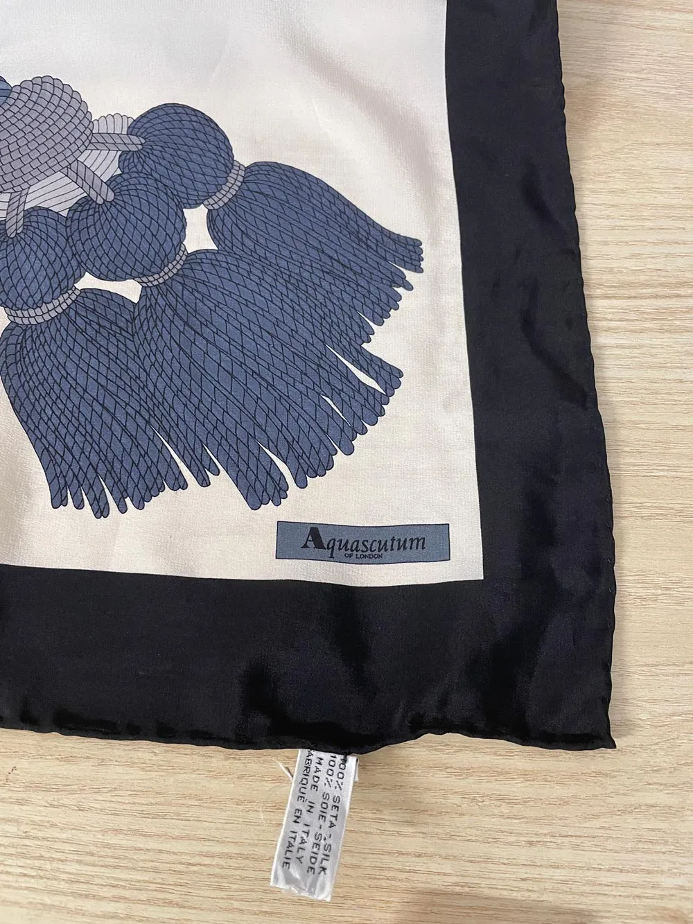 vintage aquascutum london silk tassel scarf w hand rolled edge sold by Good Market Thrift Store product image thumbnail 2