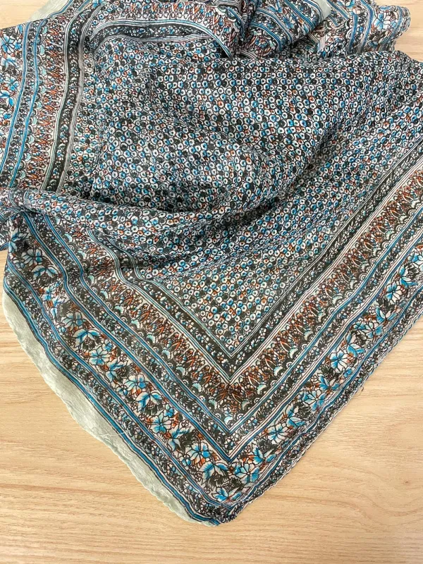 vintage indian silk chiffon hand-rolled edge scarf sold by Good Market Thrift Store