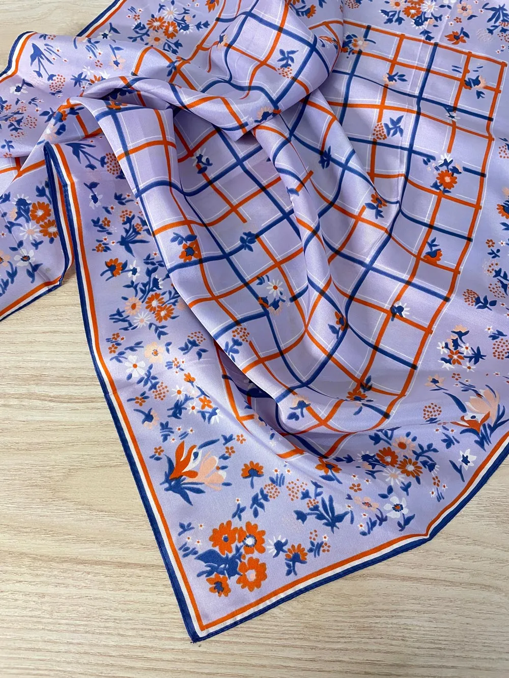 retro floral picnic poly square scarf sold by Good Market Thrift Store