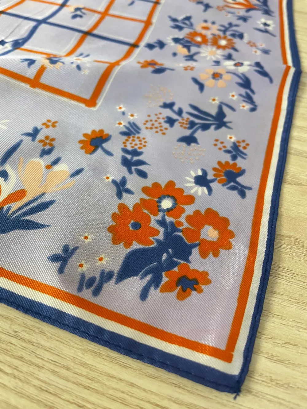 retro floral picnic poly square scarf sold by Good Market Thrift Store product image thumbnail 2