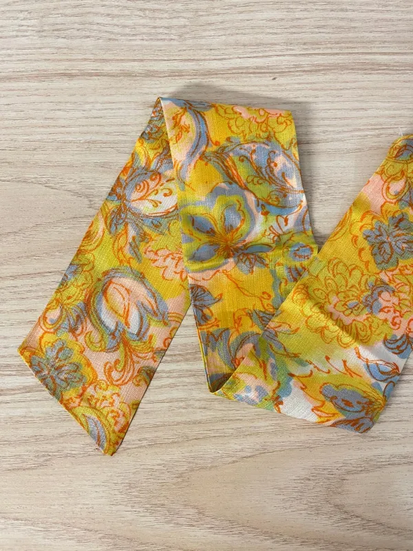 vintage 70s textured poly floral neck scarf sold by Good Market Thrift Store