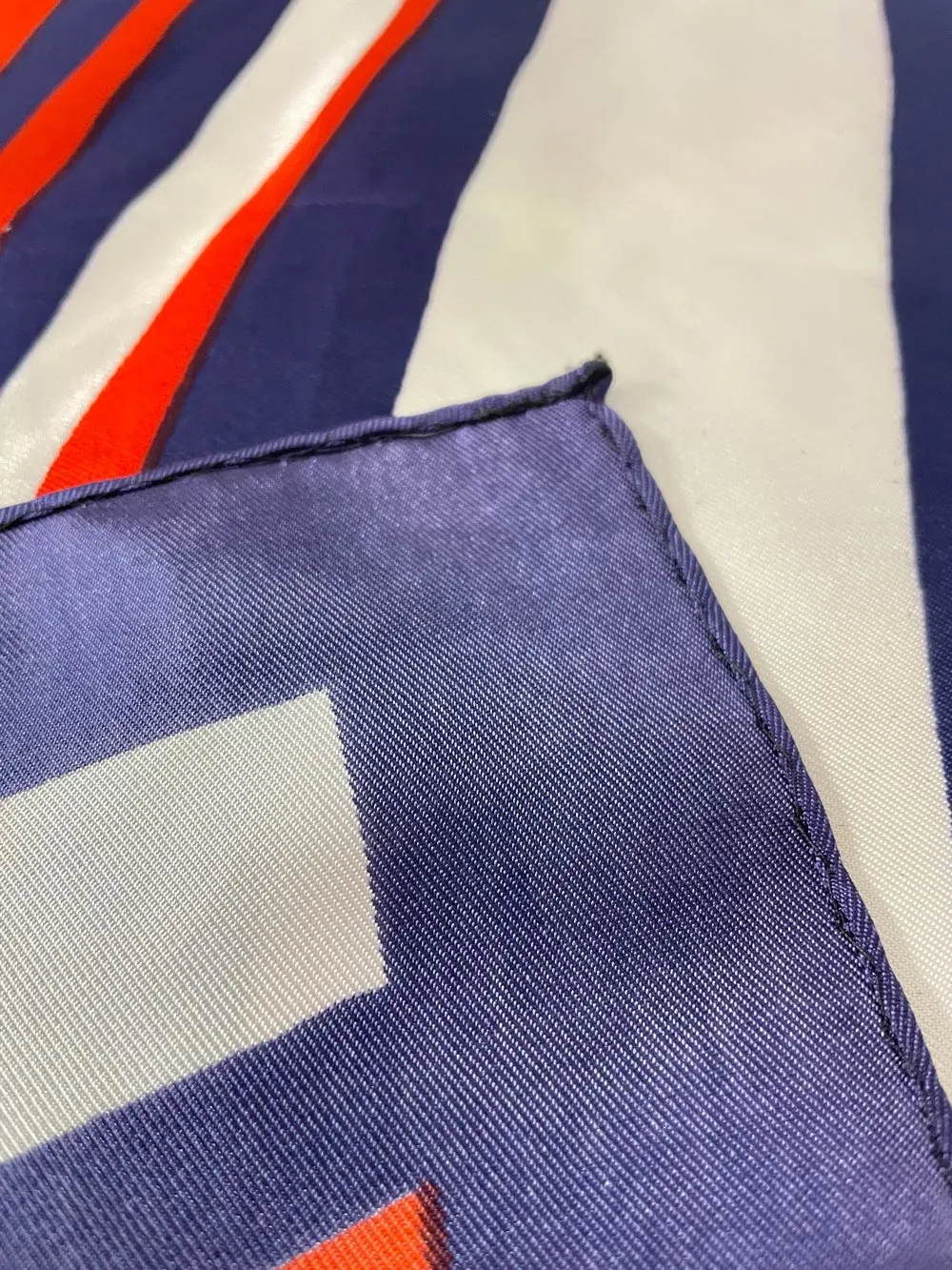 vintage waves hand-rolled edge poly scarf sold by Good Market Thrift Store product image thumbnail 3