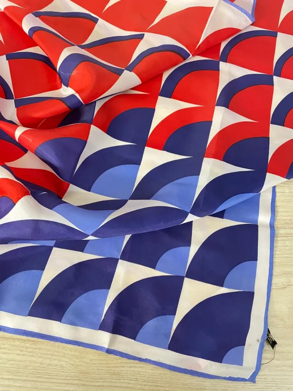 vintage geo shapes japan satin scarf sold by Good Market Thrift Store