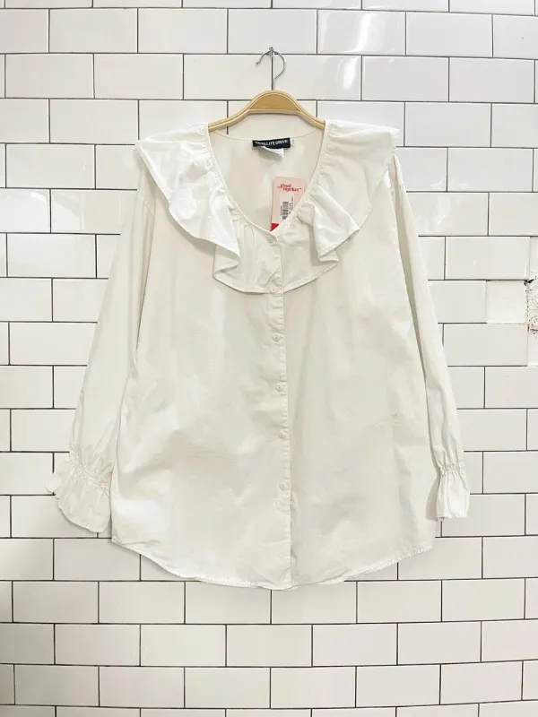 vintage 90s satellite drive big collar blouse sold by Good Market Thrift Store