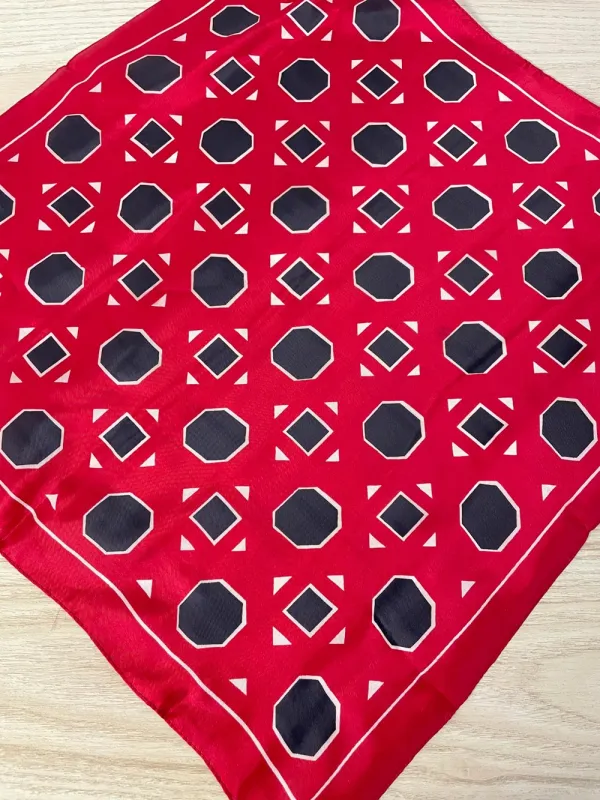 vintage geo shapes satin square scarf sold by Good Market Thrift Store