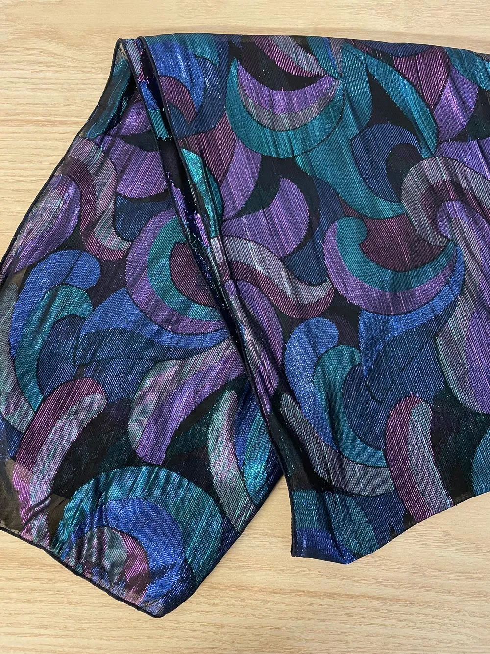 vintage metallic swirl long scarf sold by Good Market Thrift Store