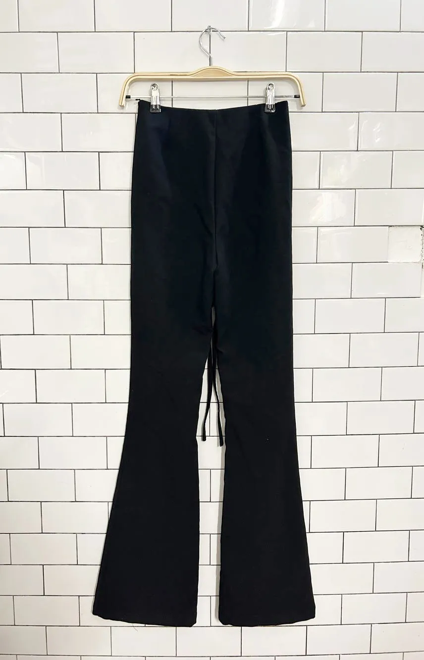 zara wrap around tie waist split leg flared pant sold by Good Market Thrift Store product image thumbnail 3